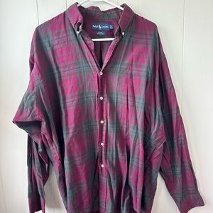 Ralph Lauren Red and Green Casual Button Down Shirt